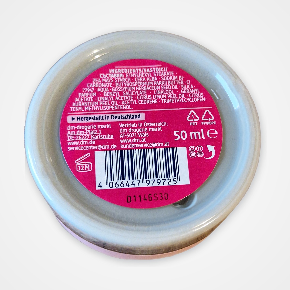 Crème Déodorante Bicarbonate & Zinc Framboise & Magnolia - Balea (Pot 50 ml)