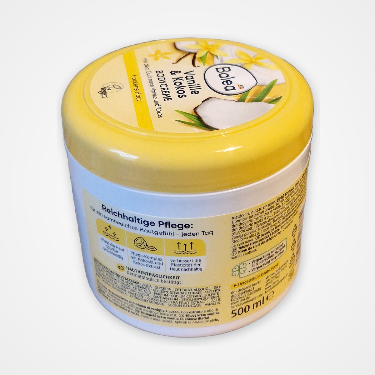 Crème Corps Hydratante Vanille & Noix de Coco - Balea (Grand Pot 500 ml)
